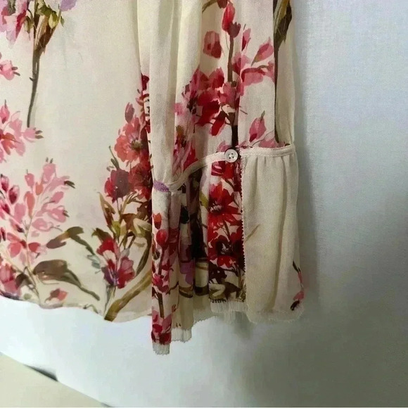 Massimo Dutti Floral Georgette Long Sleeve Blouse Button down Size 6 - Picture 14 of 16